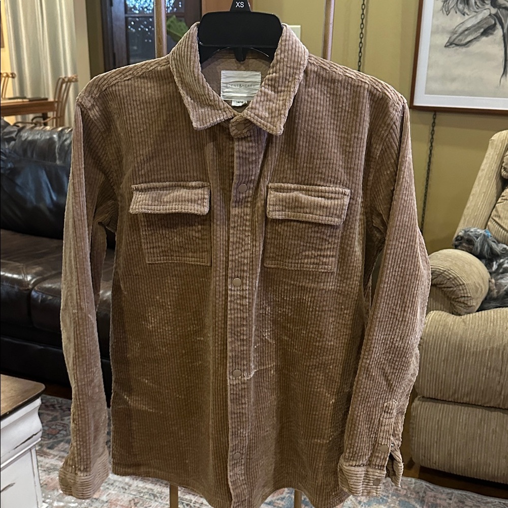 Kids Tan Corduroy Shirt Jacket